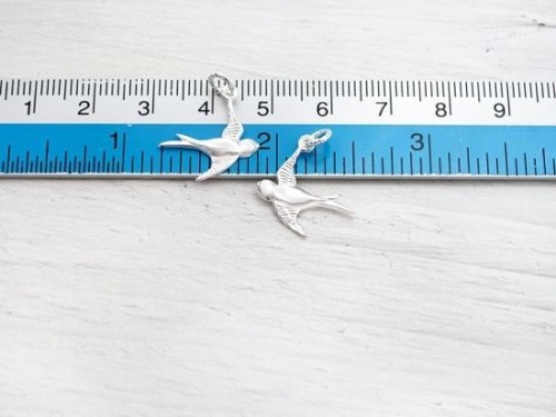 2 of 925 Sterling Silver bird charms 15x17mm.