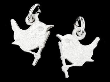 925 Sterling Silver Little Bird Charms 11x13mm.