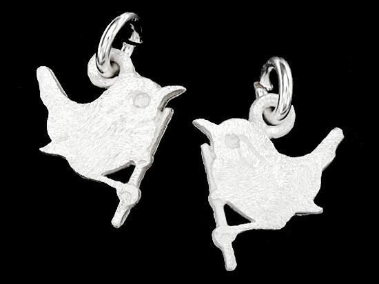 2 of 925 Sterling Silver Little Bird Charms 11x13mm. Brush Finished