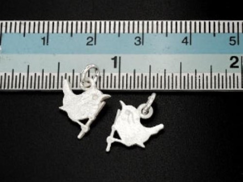 2 of 925 Sterling Silver Little Bird Charms 11x13mm. Brush Finished