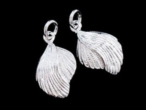 2 of 925 Sterling Silver Shell Charms 10x15mm. Matte Finish.