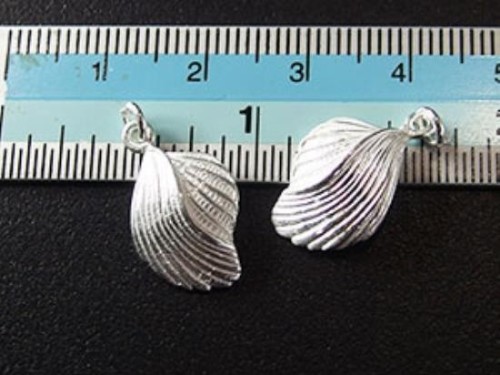 2 of 925 Sterling Silver Shell Charms 10x15mm. Matte Finish.