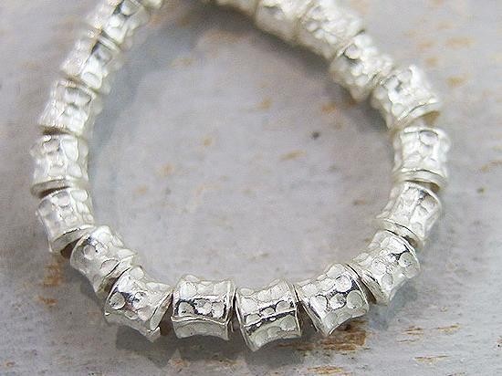 20 of Karen Hill Tribe Silver Hammered Drum Beads 4x4.5 mm.