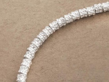 Karen Hill Tribe Silver Hammered Drum Beads 4x4.5 mm.