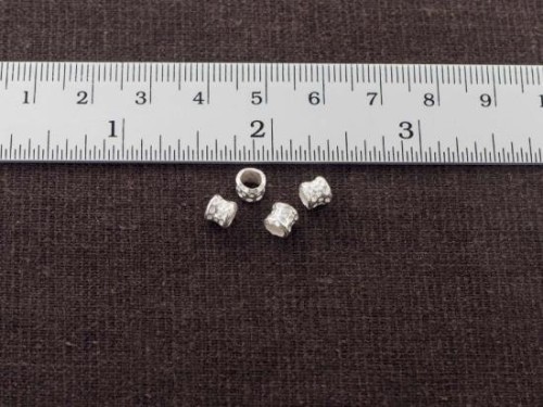 20 of Karen Hill Tribe Silver Hammered Drum Beads 4x4.5 mm.