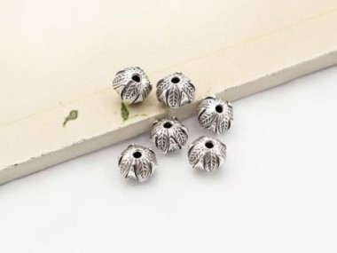 Karen Hill Tribe Silver Wild Nut Beads 9x7 mm.