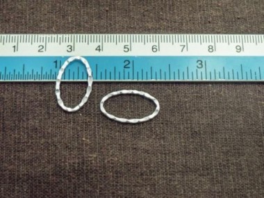 925 Sterling Silver Hammered Oval Closed Links, Connectors 12x20 mm.