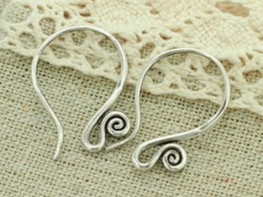 Karen Hill Tribe Silver Ear Wires 23 mm.