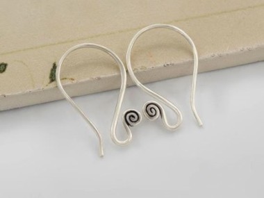 Karen Hill Tribe Silver Ear Wires 23 mm.