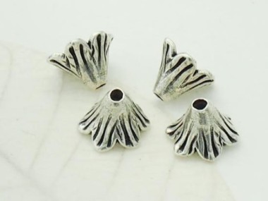 Karen Hill Tribe Silver Flower Bead Caps 5x8 mm.