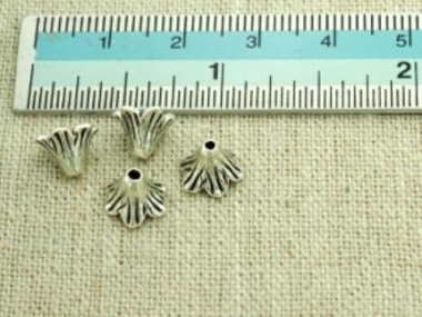 Karen Hill Tribe Silver Flower Bead Caps 5x8 mm.