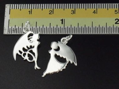 925 Sterling Silver Angel & Devil Charms 12x18mm.