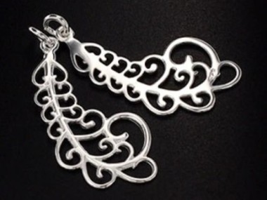 925 Sterling Silver Fern Leaf Pendants 14x28mm.