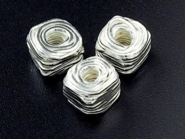 Karen Hill Tribe Silver Wire Cube Beads 7x5 mm.