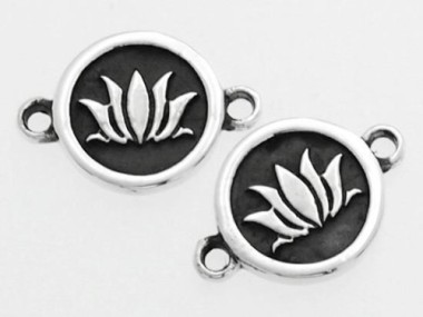 925 Sterling Silver Lotus Printed Connectors,Links 10.7mm.