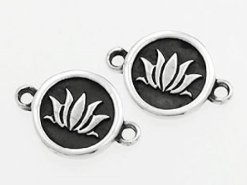 2 of 925 Sterling Silver Lotus Printed Connectors,Links 10.7mm.