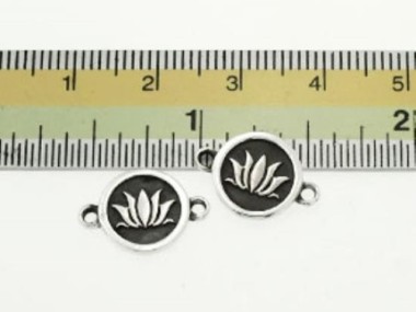 925 Sterling Silver Lotus Printed Connectors,Links 10.7mm.