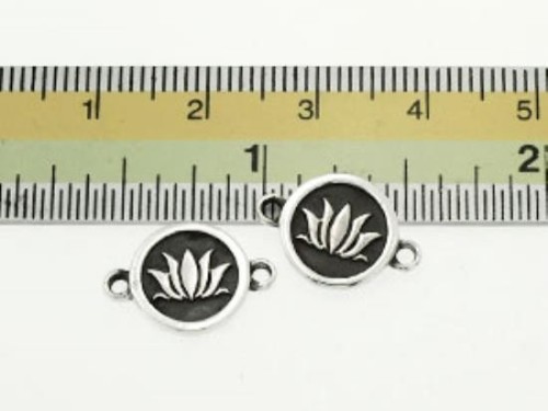 2 of 925 Sterling Silver Lotus Printed Connectors,Links 10.7mm.