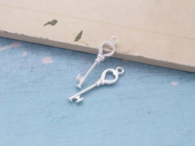 925 Sterling Silver Key to my Heart Charms 6.5x21 mm.