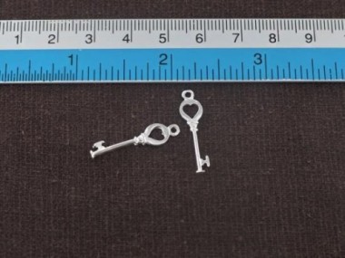 925 Sterling Silver Key to my Heart Charms 6.5x21 mm.