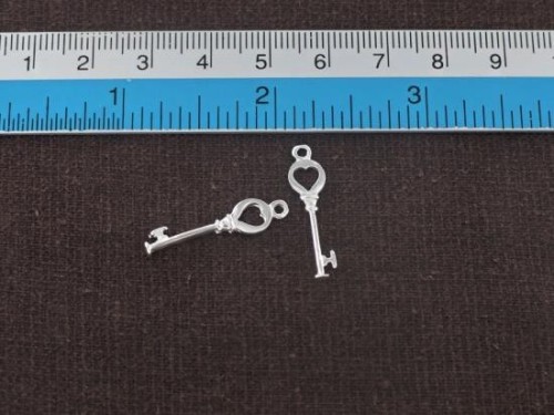 2 of 925 Sterling Silver Key to my Heart Charms 6.5x21 mm.