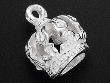 925 Sterling Silver Crown Charm 9x12mm.