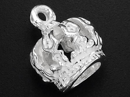 1 of 925 Sterling Silver Crown Charm 9x12mm.