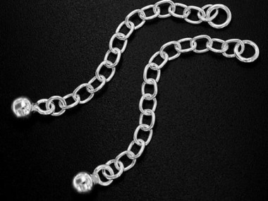 925 Sterling Silver Extension Link Chains 1.5 inches with Ball Charm