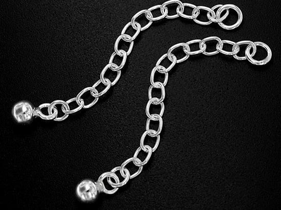 2 of 925 Sterling Silver Extension Link Chains 1.5 inches with Ball Charm