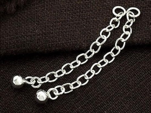 2 of 925 Sterling Silver Extension Link Chains 1.5 inches with Ball Charm