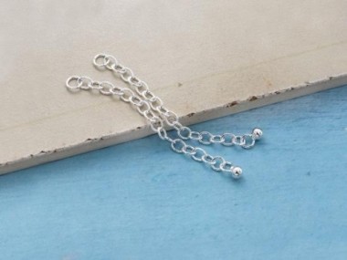 925 Sterling Silver Extension Link Chains 1.5 inches with Ball Charm