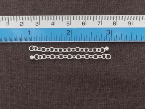 2 of 925 Sterling Silver Extension Link Chains 1.5 inches with Ball Charm