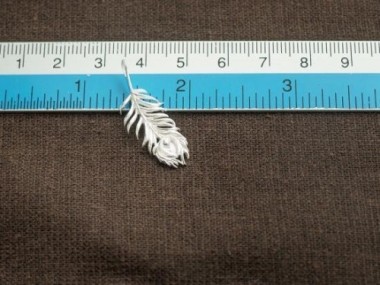 925 Sterling Silver Peacock Feather Pendant 10x30mm.