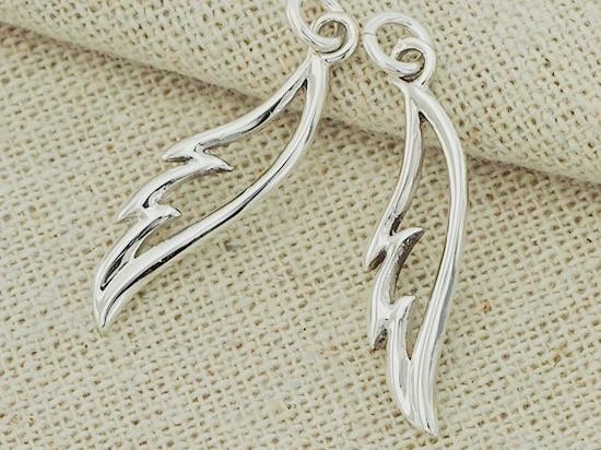 2 of 925 Sterling Silver Angel Wing Charms 7x23mm. Polish Finished.