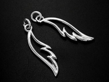 925 Sterling Silver Angel Wing Charms 7x23mm.