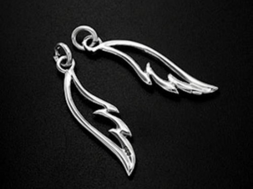 2 of 925 Sterling Silver Angel Wing Charms 7x23mm. Polish Finished.