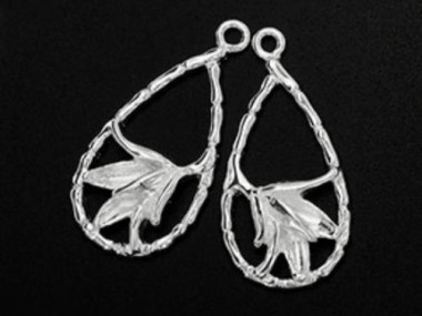 925 Sterling Silver Flower Pendants 13x24.5mm.