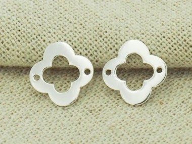 925 Sterling Silver Clover Links, Connectors 12mm.