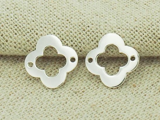 4 of 925 Sterling Silver Clover Links, Connectors 12mm.