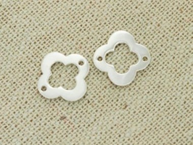 925 Sterling Silver Clover Links, Connectors 12mm.