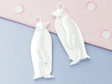 2 of 925 Sterling Silver Penguin Charms 6x17mm.