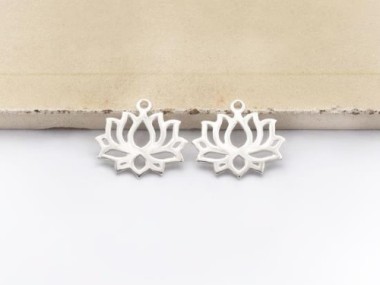 925 Sterling Silver Lotus Charms 14.5x17mm.