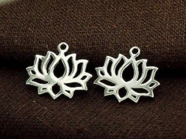 925 Sterling Silver Lotus Charms 14.5x17mm.