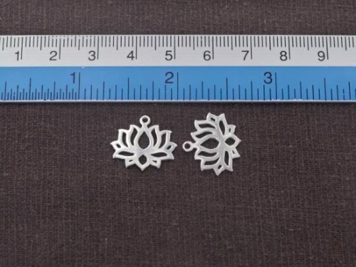 2 of 925 Sterling Silver Lotus Charms 14.5x17mm. Polished Finish.