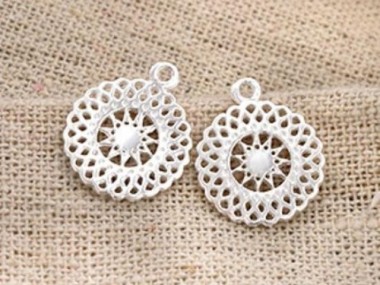 925 Sterling Silver Filigree Sun Charms 13 mm.P