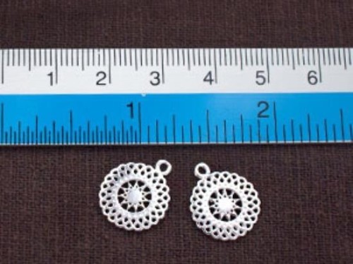 2 of 925 Sterling Silver Filigree Sun Charms 13 mm.Polished Finish