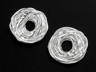 Karen Hill Tribe Silver Wire Disc Beads 11-12 mm.