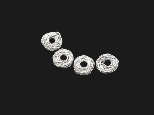 4 of Karen Hill Tribe Silver Wire Disc Beads 11-12 mm.