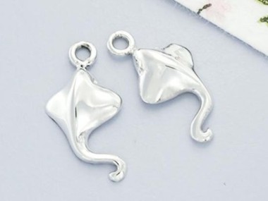 925 Sterling Silver Mini Stingray Charms 8x14mm.