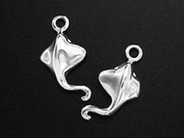 925 Sterling Silver Mini Stingray Charms 8x14mm.